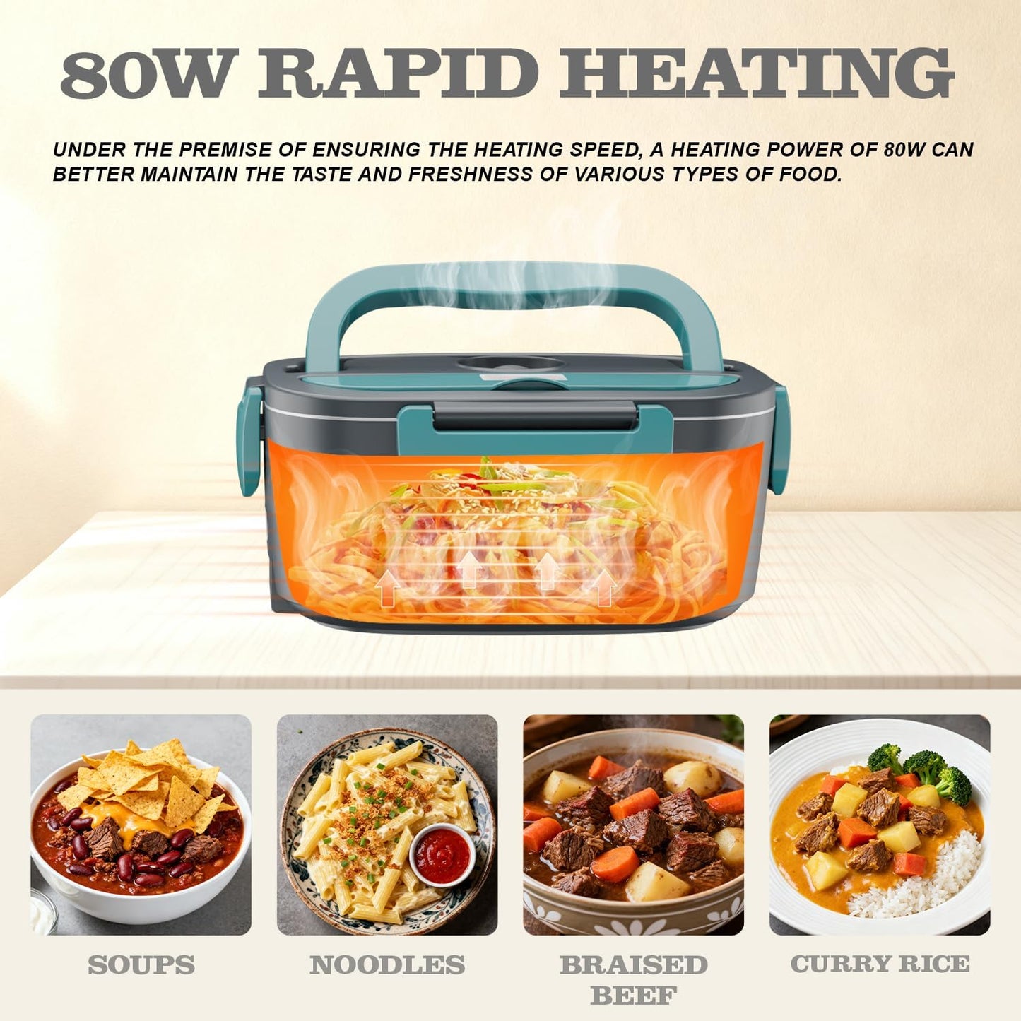 Portable Electric Heated Lunch Box – Leak-Proof 1.5L