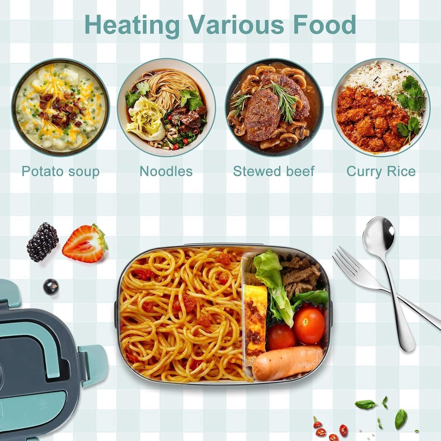 Portable Electric Heated Lunch Box – Leak-Proof 1.5L