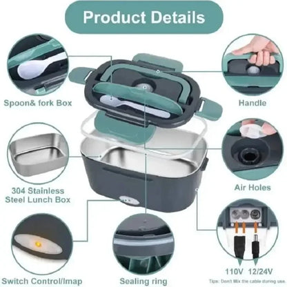 Portable Electric Heated Lunch Box – Leak-Proof 1.5L